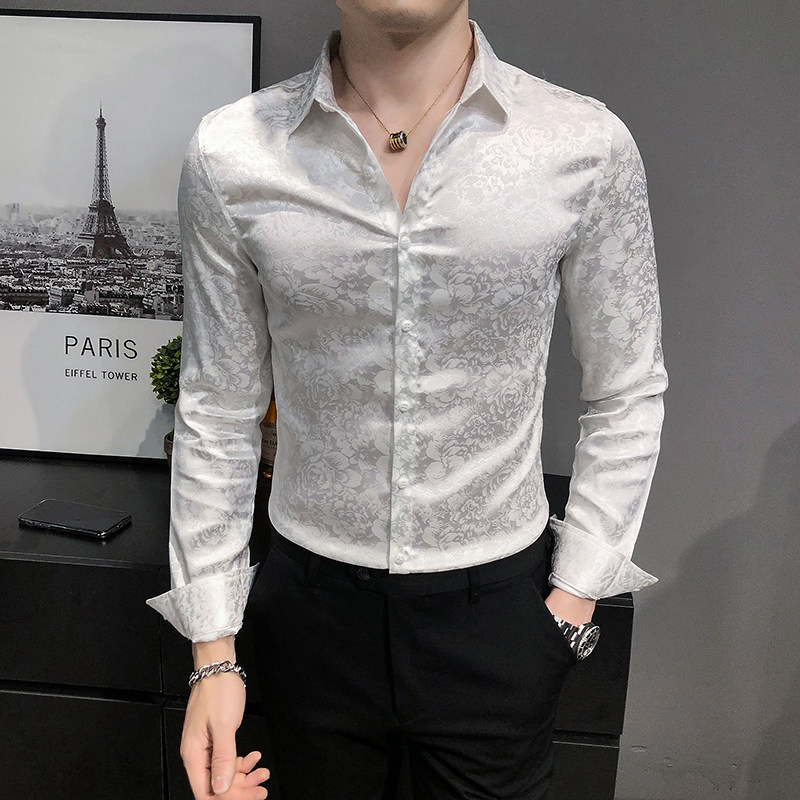 四季款男英伦衬衫长袖修身印花衬衣男青年商务衬衫A068-BF881,男装衬衫,星座419（原A233）