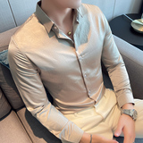 四季款男纯色长袖衬衫英伦风个性衬衣品质款上衣潮BF32，男装衬衫，星座419（原A233）