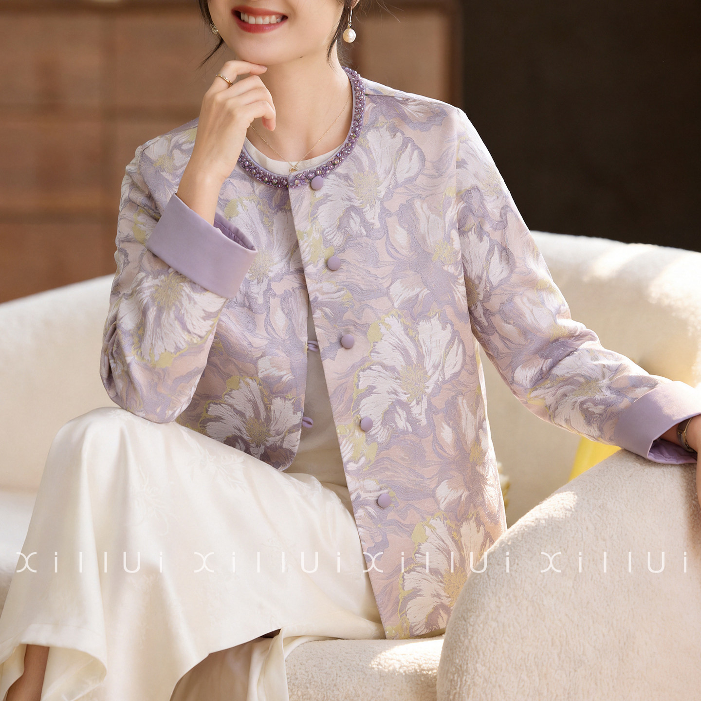 喜卉中年妈妈春装新中式国风外套2026新款洋气中老年女士春季气质