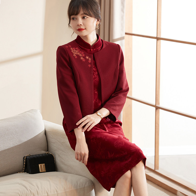 喜卉新中式妈妈婚宴礼服2025新款高贵旗袍中老年女春装婚礼洋装