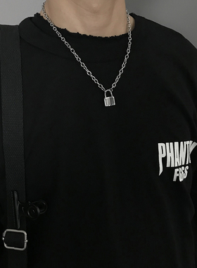 春夏新款暗黑锁头项链女 ins冷淡风欧美男潮嘻哈brandy同款锁骨链