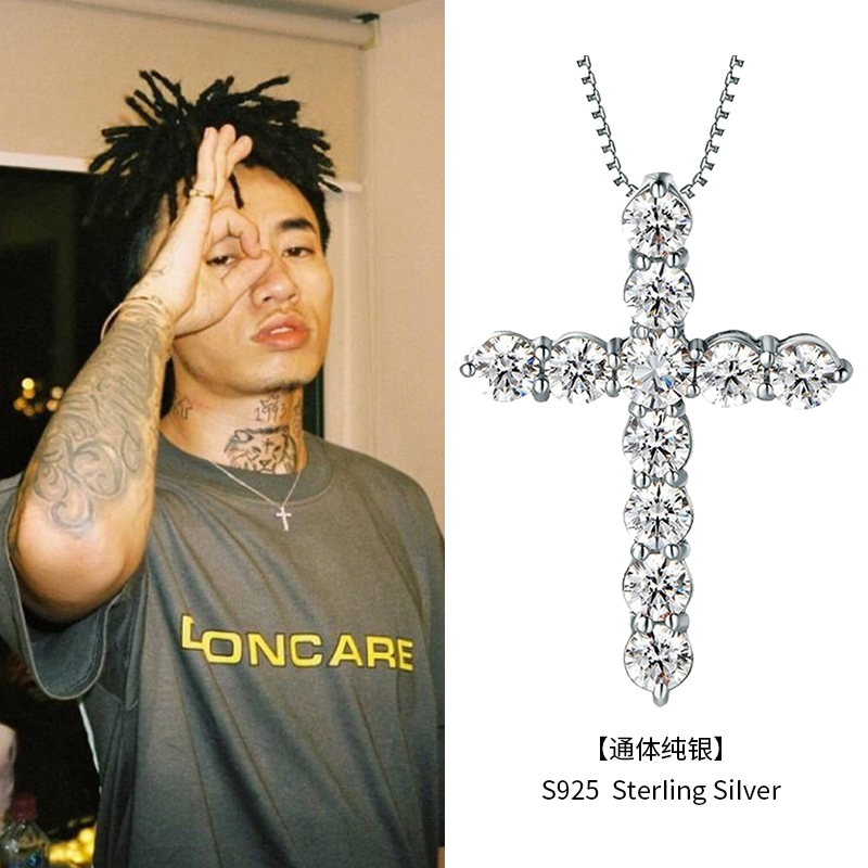 通体s925纯银十字架马思唯吊坠