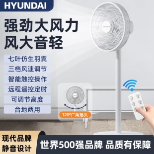 HYUNDAI韩国电风扇落地扇家用轻音小型大风力电扇摇头扇台地两用