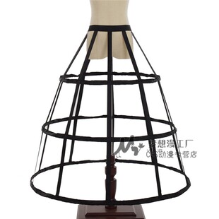cosplay镂空鸟笼撑lolita鱼骨钢圈暴力裙撑钟形撑长款黑白洛丽塔