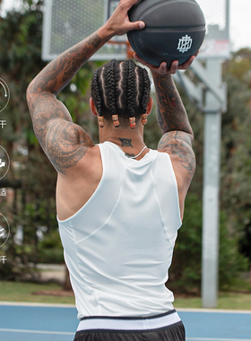 ZONEID 运动背心 男24春夏新款针织纯色篮球训练修身排汗坎肩上衣