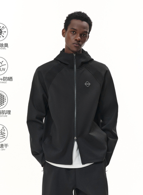 ZONEiD 针织运动夹克25秋冬新款立领连帽防风330G抗菌防晒帽衫