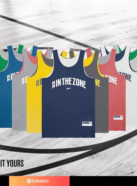 ZONEiD 双面穿定制球服双层双面运动透气比赛印字篮球服训练背心