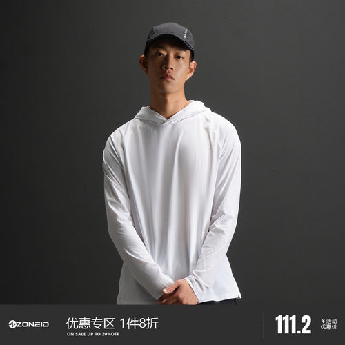 ZONEiD 针织运动连帽长袖T恤春夏CoolAirPro凉感速干透气防晒上衣