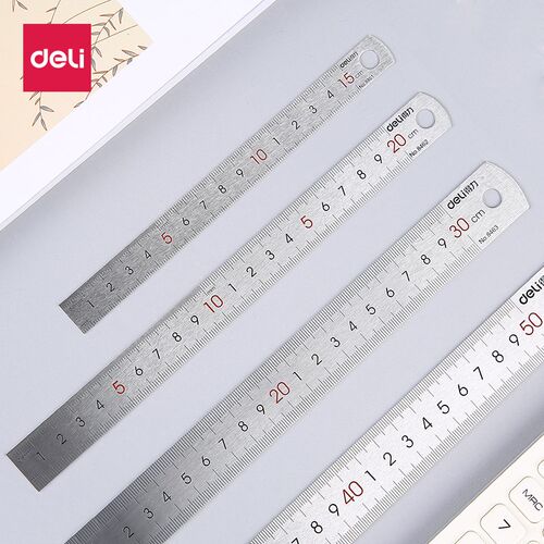 得力钢直尺文具15cm20cm30厘米刻度尺钢制小学生文具直尺学习工具