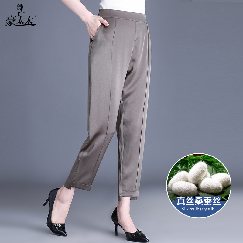 杭州真絲九分褲桑蠶絲重磅媽媽褲