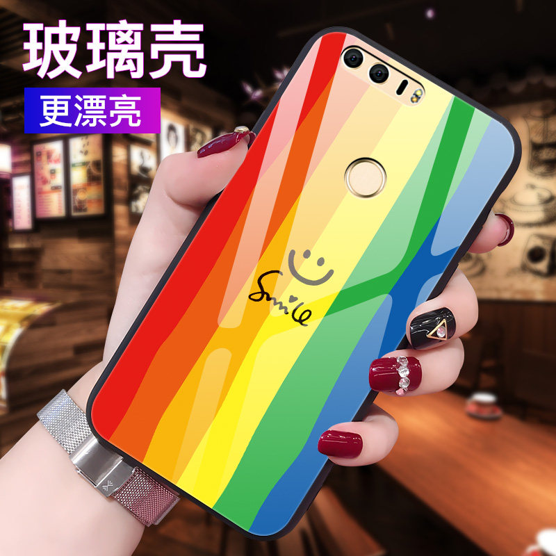 华为荣耀8手机壳honor8青春版玻璃保护硅胶套v8全包pra一al00x防摔