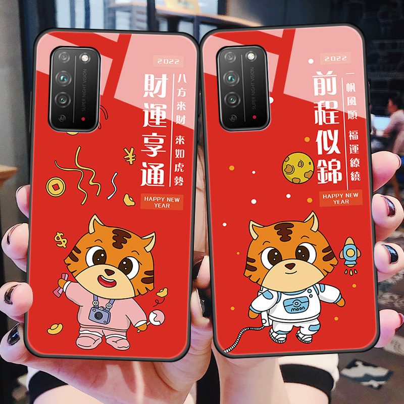 华为荣耀x10手机壳x10max玻璃保护5G硅胶套全包TEL一AN00a防摔软边硬壳honor虎年105g男女可爱10xpor新年红色