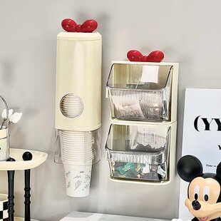 取杯器一次性杯子收纳盒壁挂式免打孔茶包咖啡胶囊置物架纸杯框架