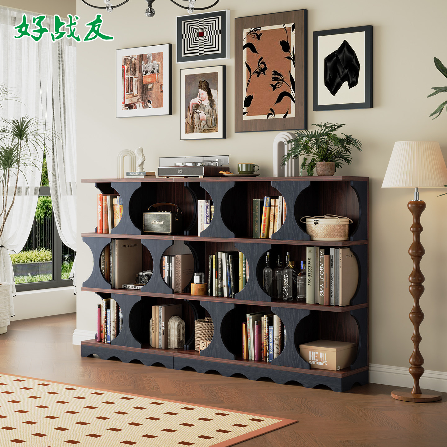 法式复古组合书柜中古风书架置物架落地展示柜家用客厅储物柜一体,住宅家具,书架,淘宝优惠券,粉丝福利购,淘宝优惠卷