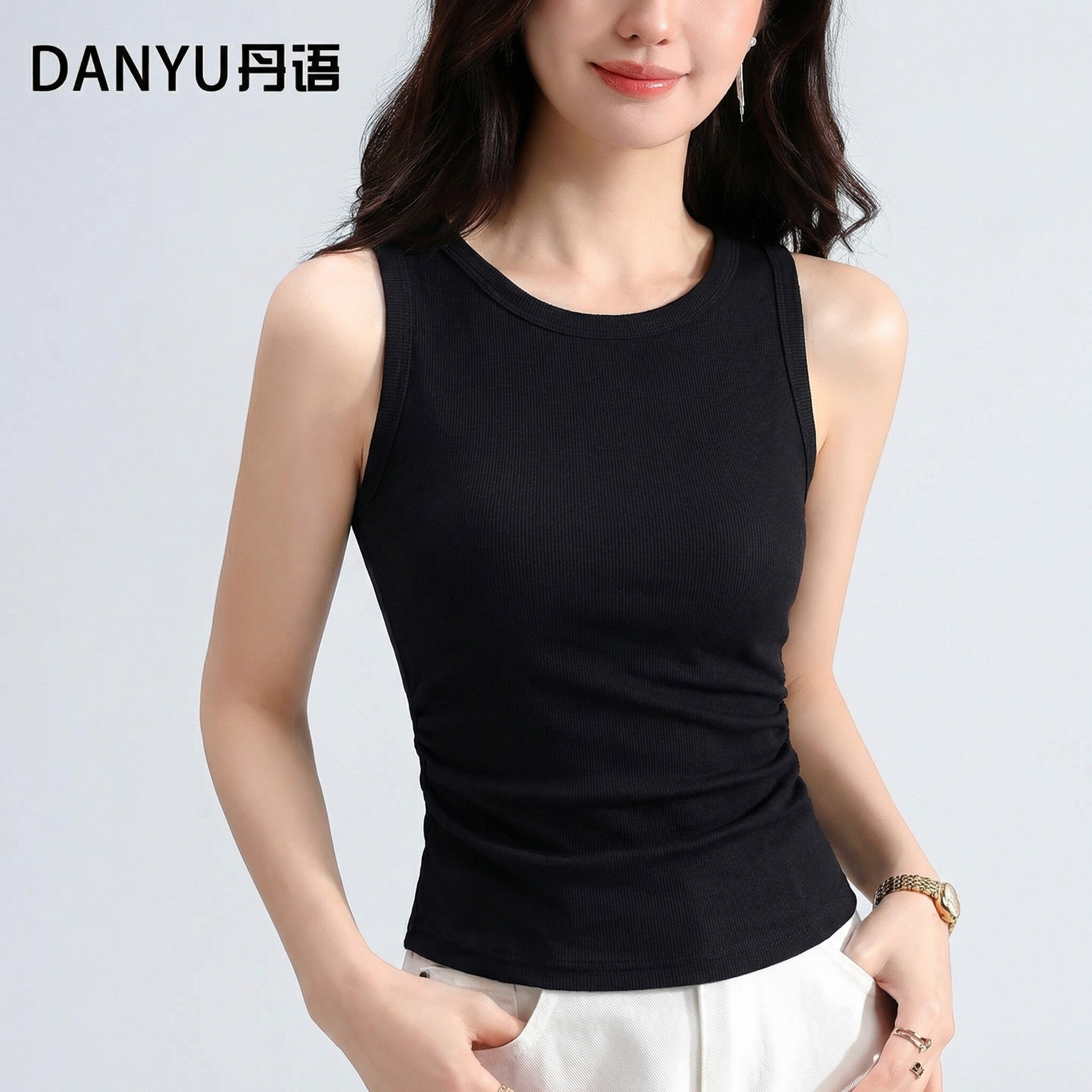 黑色莫代尔背心女春季2026新款薄打底内搭无袖外穿紧身高级感上衣