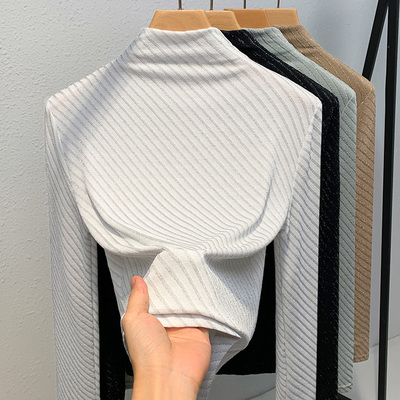 弹力内搭针织打底衫丹语女半高领