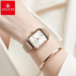 聚利时手表女款小众 ins风简约气质时尚方形表盘钢带学生防水石英