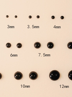 【酱酱羊毛毡】日本进口优质针插式豆豆眼睛 黑色（1.8mm-24mm）