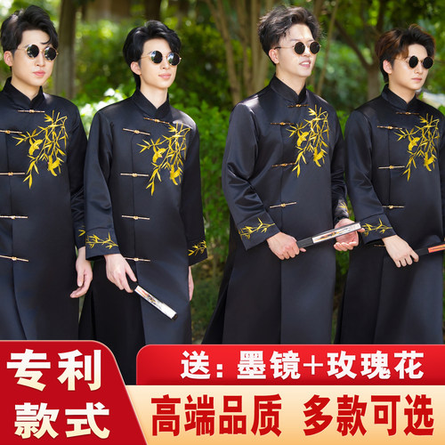 新中式伴郎服2026新款兄弟装搞笑结婚礼服男士中国风旗袍唐装大褂 - 封面
