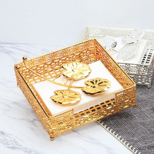 铁艺纸巾夹纸巾架餐巾纸架镂空纸巾盒餐厅客厅餐纸收纳盒家用摆件