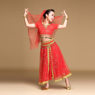 儿童印度舞演出服女童肚皮舞 表演服装 幼儿新疆舞少女天竺舞蹈服