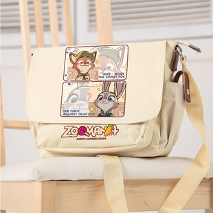 疯狂动物城朱迪和尼克动漫男女学生补课包单肩包斜挎包书包邮差包