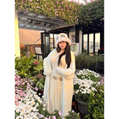 雪国公主 微胖大码 女装 姜姜 气质长袖 宽松保暖过膝针织毛衣外套