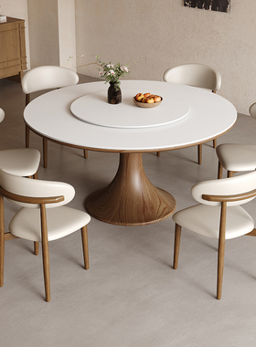 政府补贴蓝色理想中古风白蜡木餐桌法式轻奢复古实木圆桌1.6m饭桌