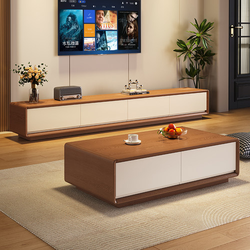 蓝色理想全实木茶几电视柜组小户型客厅沙发家具型简易电视机柜子