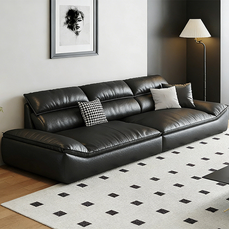 政府补贴蓝色理想帆船真皮沙发极简客厅直排小户型家用猫爪皮沙发