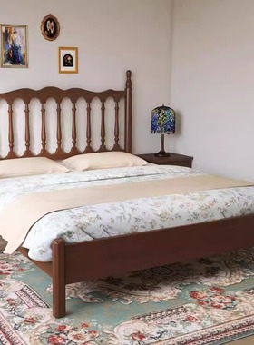 政府补贴蓝色理想美式复古全实木床现代简约温莎床1.8m双人主卧床