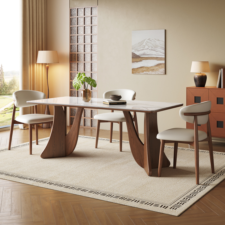 北欧岩板餐桌椅组合长方形家用