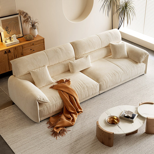 蓝色理想2025新款布艺沙发客厅现代简约小户型奶油风双人直排沙发