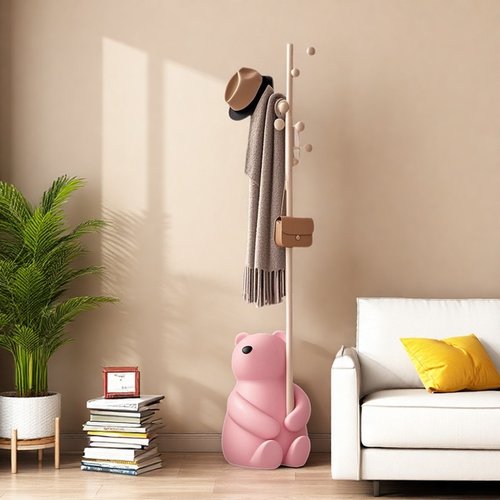 创意奶油色衣帽架立式