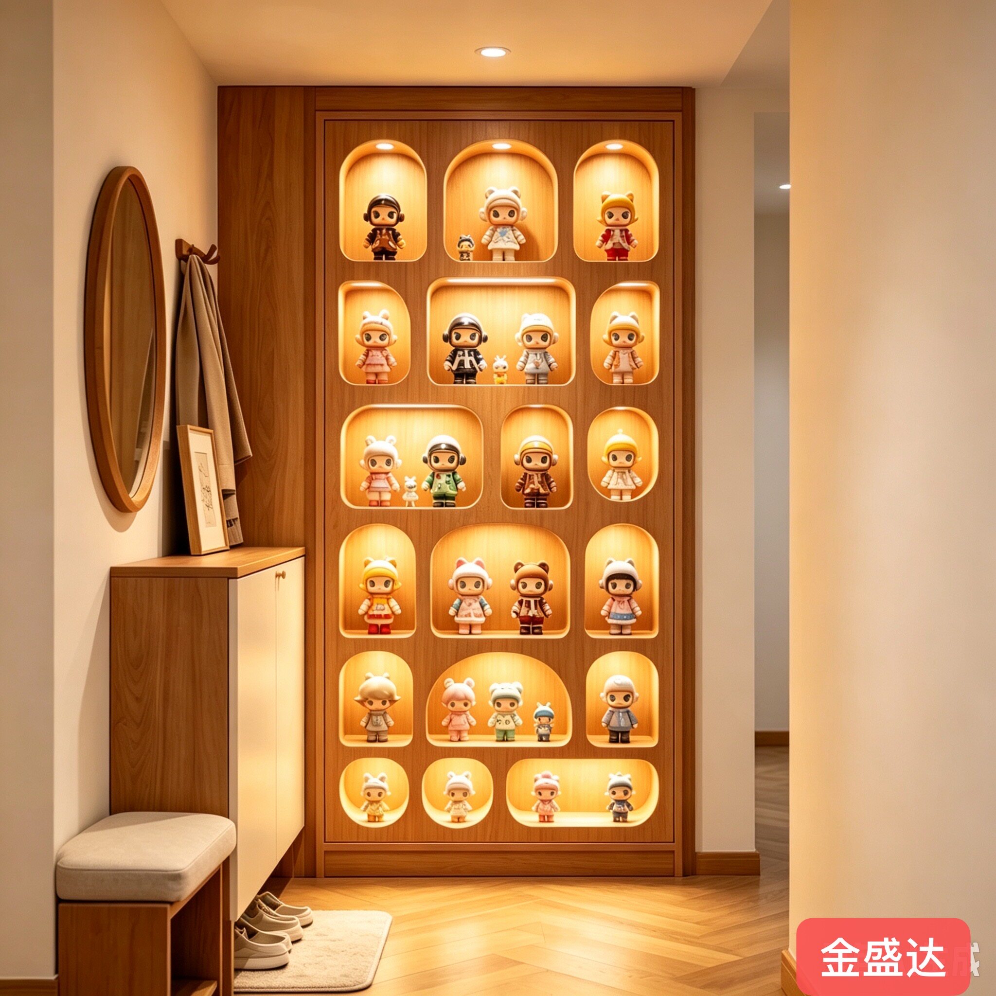 可定制手办柜家用客厅玄关隔断展示柜带灯LED模型收纳柜手办墙图片