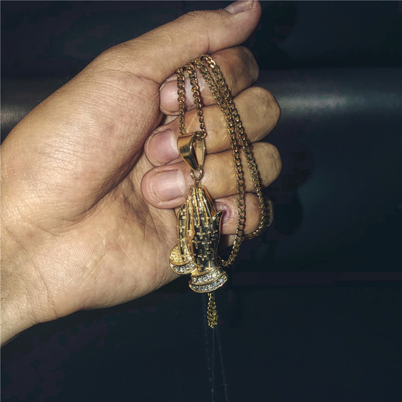 艺术大师 Albrecht Durer 名作 Hip-hop 钛钢祈祷佛手十字架项链