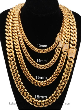 钛钢锁骨短款aaa扣头古巴链