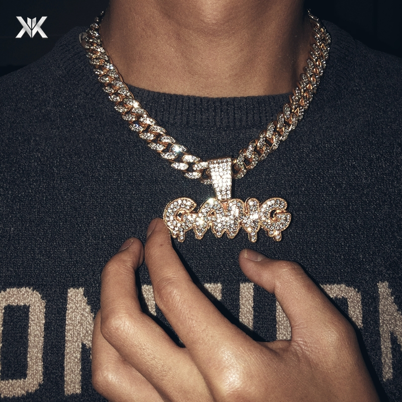 欧美街头满钻帮派gang古巴吊坠