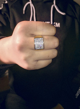 钛钢镶钻潮牌金戒指欧美风无名指