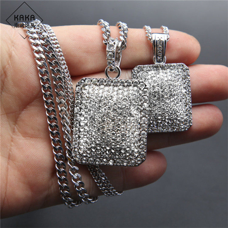 2022新款满钻方形项链吊坠 Men's hip hop Rhinestone Necklace在类目 饰品/流行首饰/时尚饰品新, 项链中 - 来自Buy2taobao.com提供专业的淘宝代购服务
