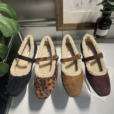 加绒保暖棉瓢鞋浅口女冬外穿