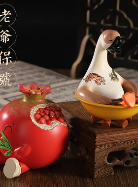 潮汕文创红花仙草狮头鹅特色摆件车载装饰品家具礼物入宅招财玄关