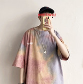 2020新款 百搭扎染t恤 韩版 潮男短袖 潮流宽松潮牌ins港风原宿风半袖