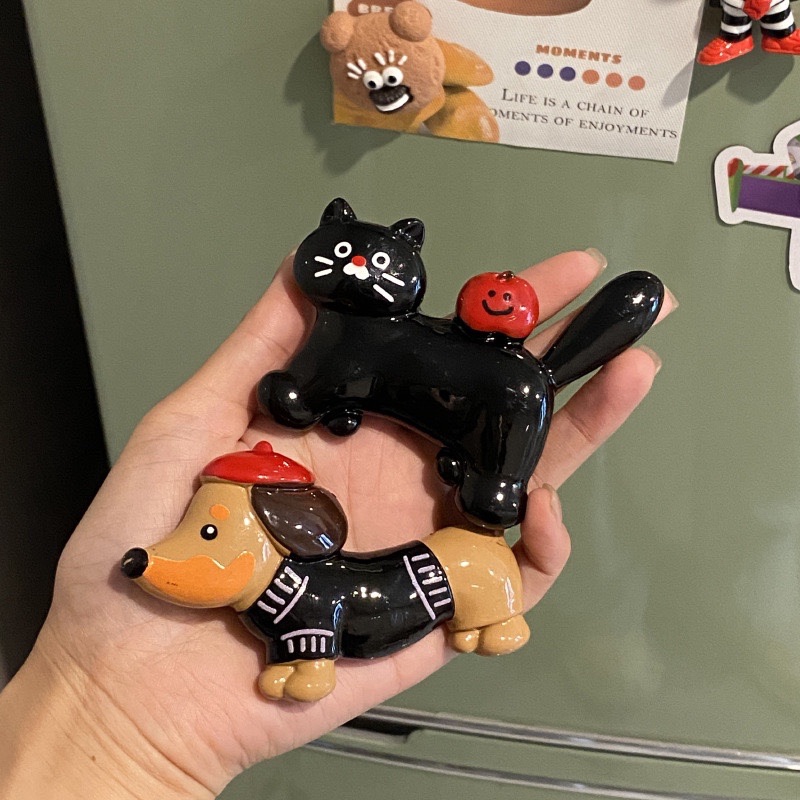 猫狗双全可爱3D立体创意冰箱贴