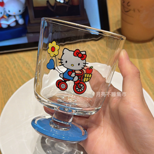 韩式 可爱猫咪高脚杯ins高颜值咖啡杯家用果汁杯早餐牛奶玻璃杯子