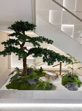 密度家居仿真马醉木南天竺松树枫叶树天井造景橱窗装饰假植物景观