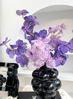 密度家居紫色高品质手感胶布保湿胡姬兰仿真花客厅桌面花瓶摆件