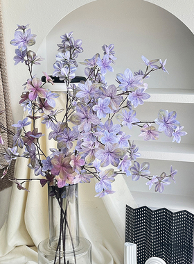 密度家居紫色绿色吊钟叶仿真花花瓶摆件客厅餐桌婚礼装饰布景假花