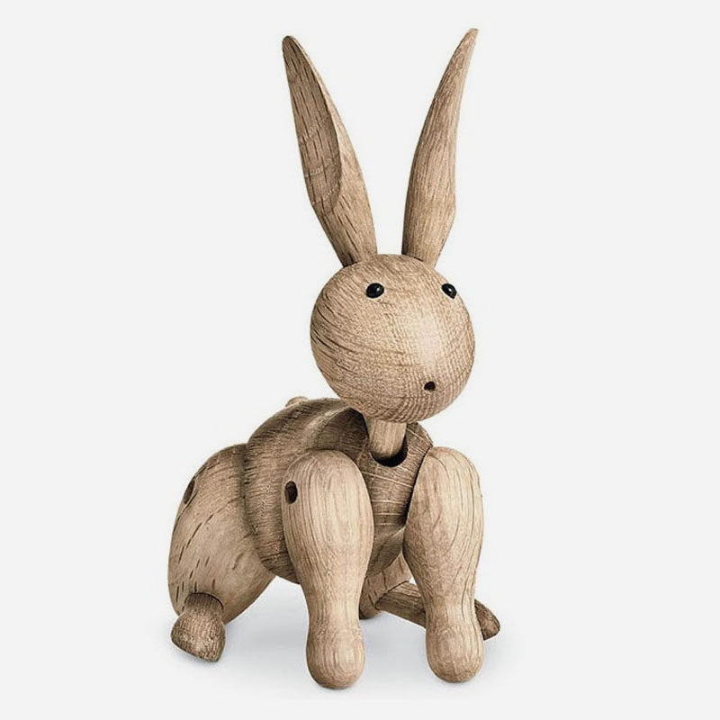 丹麦rosendahl北欧创意手工木制兔子动物木偶儿童原木玩具进口