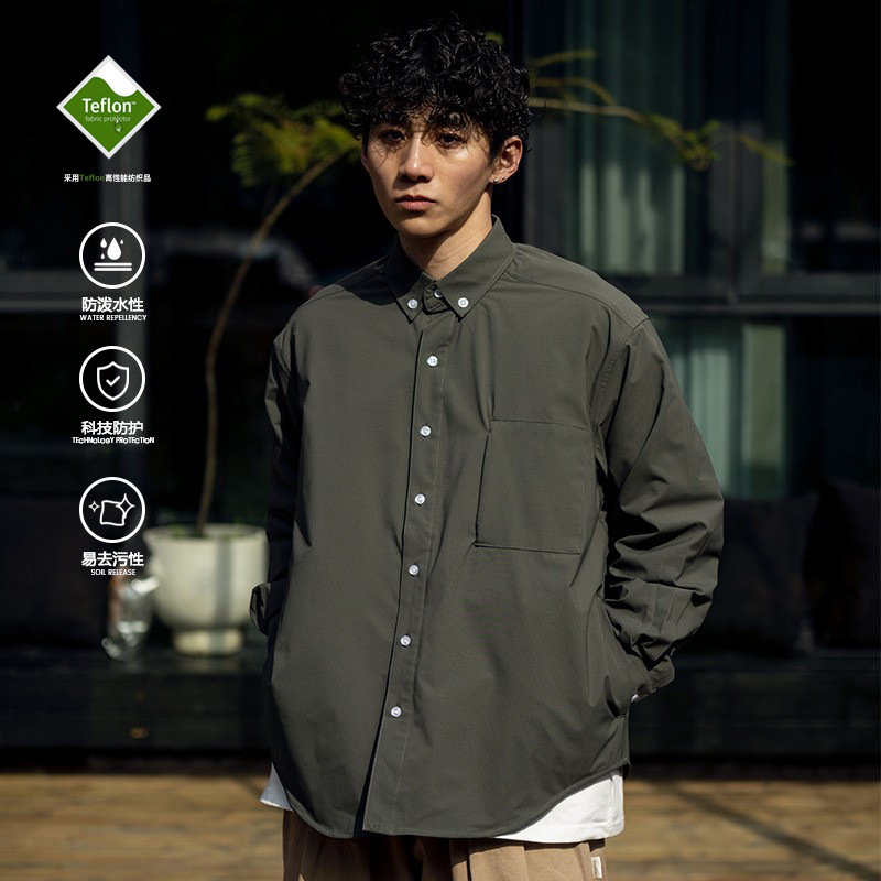 酷廓形宽松通勤机能男式衬衫外套